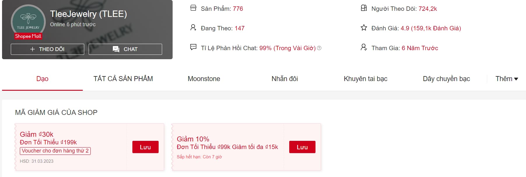Gợi ý TOP 9 cửa hàng trang sức bạc uy tín nhất trên Shopee